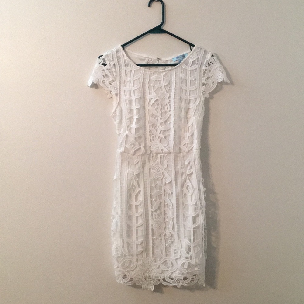 White lace dress with open back